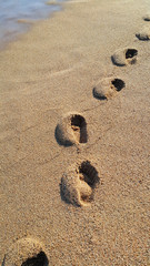 Footprints on the sandy beach