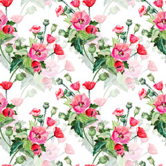 Obraz na płótnie Canvas Bouquet of pink poppies. Sketch of a bouquet of flowering.Pattern seamless.