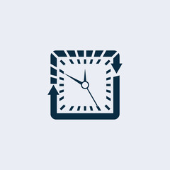 Clock Icon, Time Icon Isolated on Gray Background