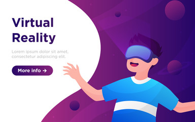 Obraz premium virtual reality landing page illustration