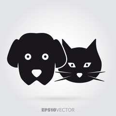 Dog and cat faces vector glyph icon