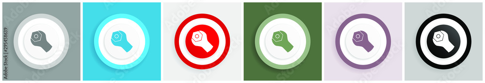Poster tools icon set, colorful flat design vector illustrations in 6 options for web design and mobile app