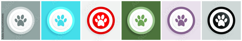 Poster Foot icon set, colorful flat design vector illustrations in 6 options for web design and mobile applications