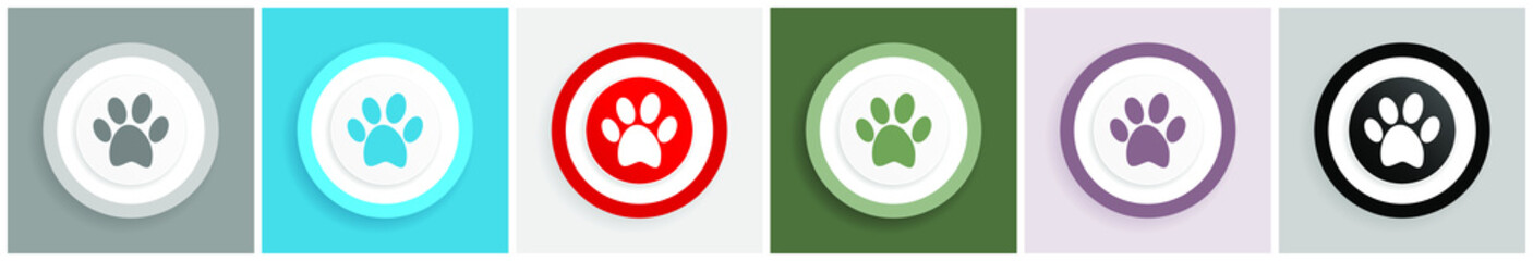 Foot icon set, colorful flat design vector illustrations in 6 options for web design and mobile applications