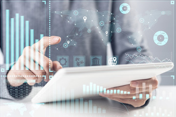 Businessman analyzing financial data concept