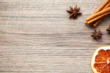 New year background with Christmas decorations and place for text