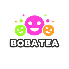 Boba Bubble Milk Tea Logo Template Vector