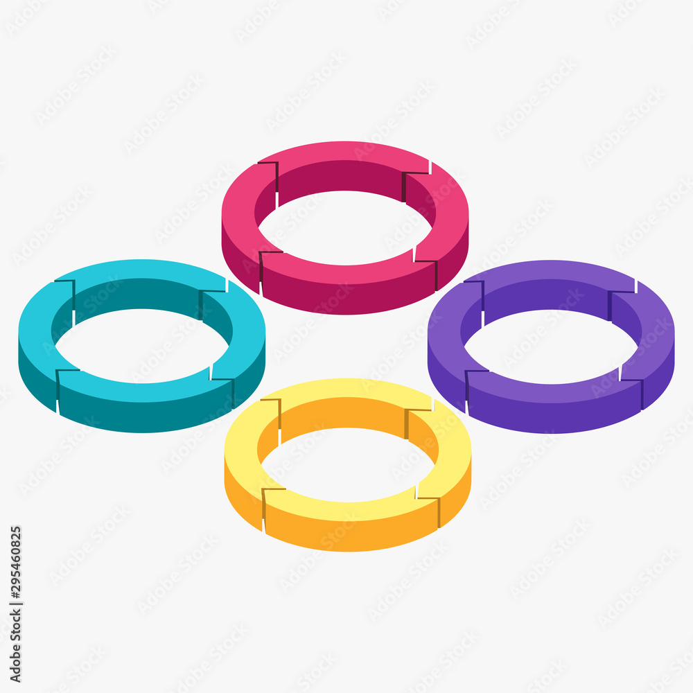 Poster 3d circular pie chart set in different color.