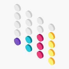 Dotted infographic bar graph in 3d style.
