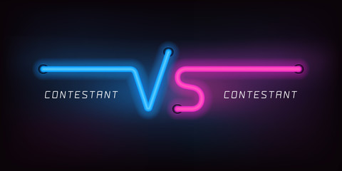 Vs vector icons, logo. Neon lights style for versus sign