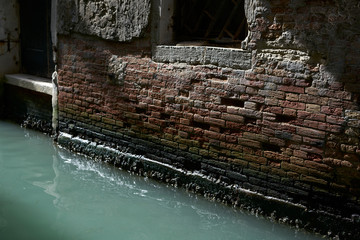 Venice / Italy - September 29th 2019: Water levels in the street of Venice
