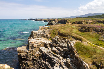 Praia das Catedrais o Praia de Augas Santas, Ribadeo, Galizia, Spagna