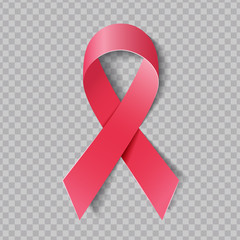 Breast cancer awareness symbol set. Pink ribbon vector icon