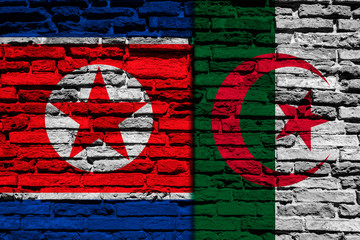 Flag of Algeria and North Korea of bricks