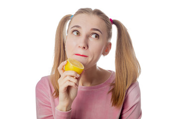 girl with lemon