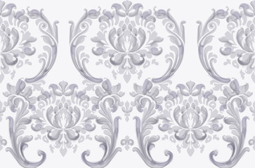 Rococo texture pattern Vector. Floral ornament decoration. Victorian engraved retro design. Vintage grunge fabric decors. Luxury fabrics