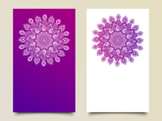 Beautiful floral invitation cards with different mandala design.