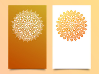 Glossy mandala design in two different color options.