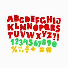 Alphabet and numbers. Set of vector symbols. Lettering and Custom Typography for Designs: Logo, for Poster, Invitation, etc.
