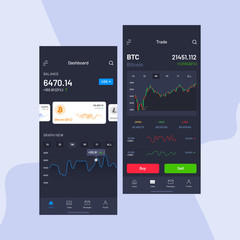 Cryptocurrencies trading, and exchange UI or UX concept for Mobile Apps.