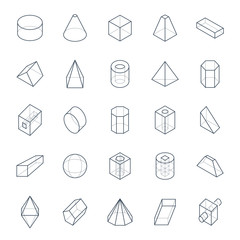 Set of 3d vector geometric shapes in line style. - 295466411
