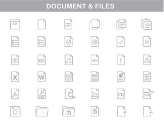 ICONS SET - file And Document - Outline