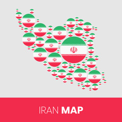 Iran map filled with flag-shaped circles, Iran map with flag
