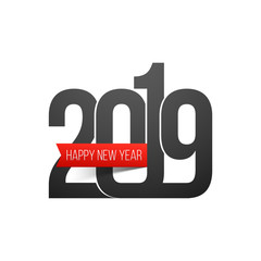 Stylish text 2019 in black color on white background for Happy New Year greeting card design.