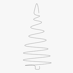 Christmas tree line drawing silhouette, vector illustration