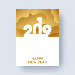 2019 Happy New Year greeting card design with space for your message.