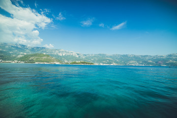Fototapeta na wymiar The largest island in Montenegro. Hawaii. Vacation. Beach