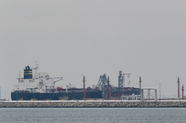 OIL TERMINAL - Big tanker and seaport fuel waterfront infrastructure