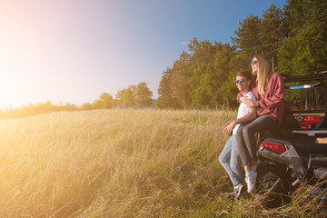 young couple driving a off road buggy car © .shock