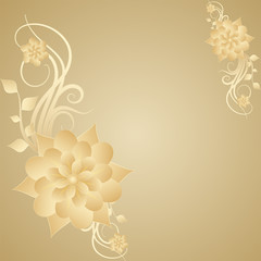 Naklejka premium Brown paper cut floral designs on background with space for your message.