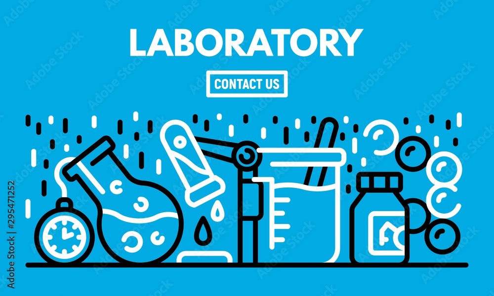Poster laboratory banner. outline illustration of laboratory vector banner for web design