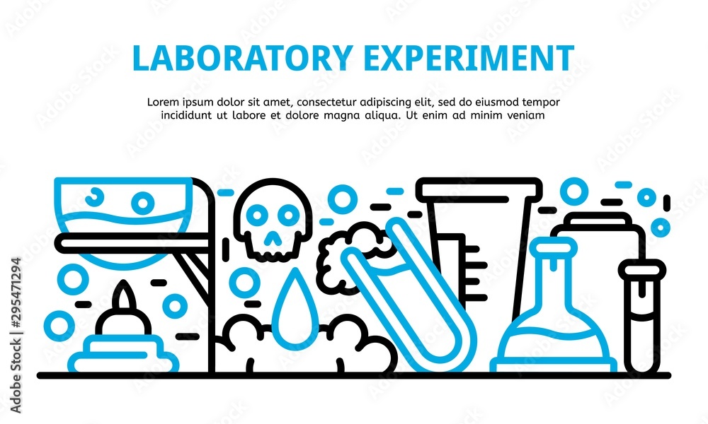 Poster laboratory experiment banner. outline illustration of laboratory experiment vector banner for web de