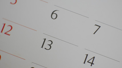 Close up number on calendar.