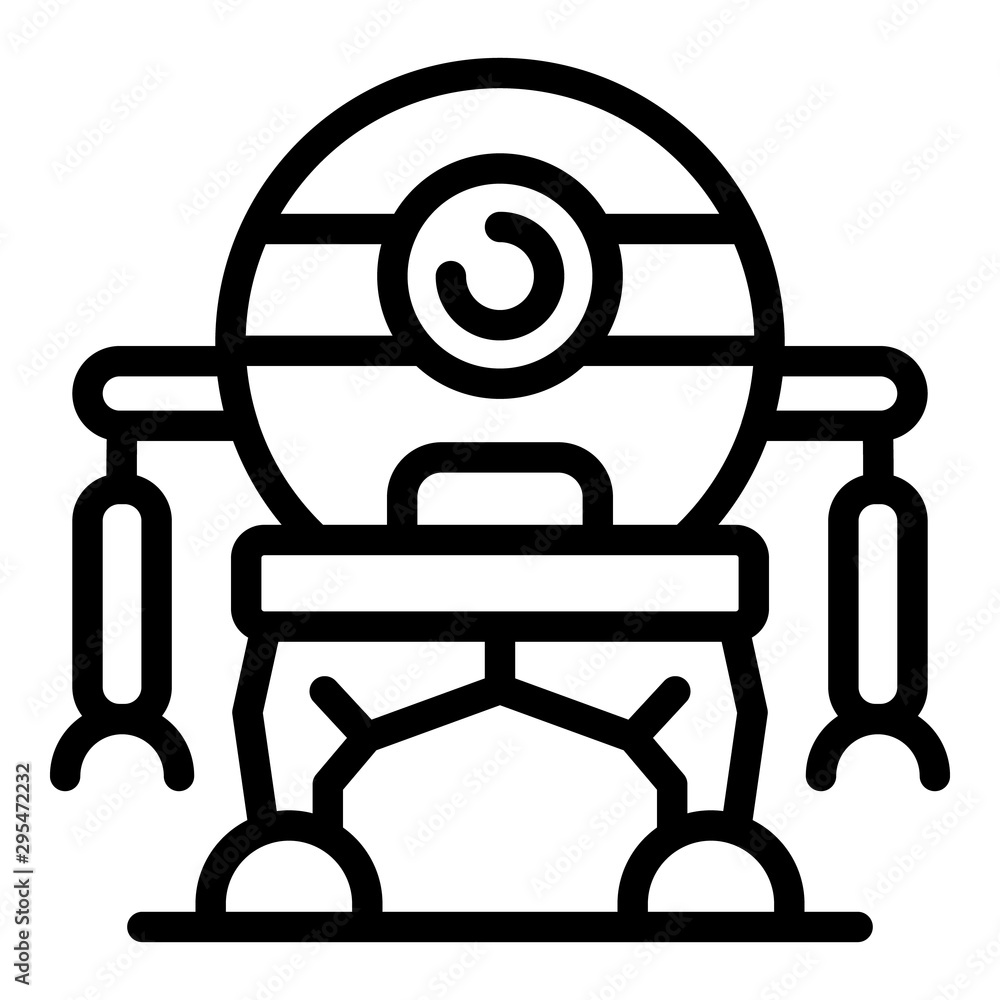 Poster One eye robot icon. Outline one eye robot vector icon for web design isolated on white background