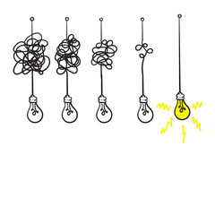 Fototapeta na wymiar Simplifying the complex with bulb idea illustration doodle