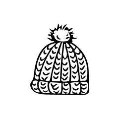 hat clothing and comfort in a cold weather set. Hand drawn element icon in doodle style.