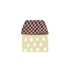 House illustration isolated on a white background. Textured Nordic mint house. Scandinavian architecture. Hand drown  houses for holiday cards, decorations, templates. Part of a big collection.