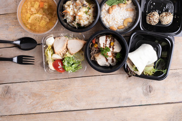Balanced diet. Proper nutrition in food containers