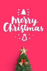 Naklejka na ściany i meble Merry Christmas card on color background