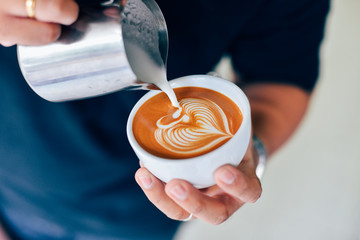 Coffee latte art in cafe