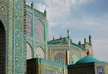 The Blue Mosque in Mazar-i-Sharif, Balkh Province in Afghanistan. Detail of the mosque in Mazar i...