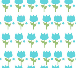 Blu tulips pattern on white background