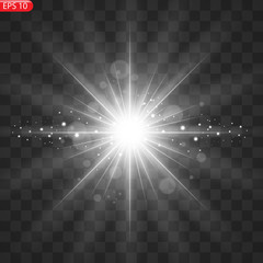 Star burst with dust and sparkle isolated.