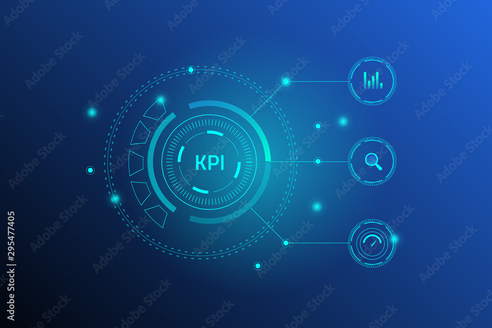 Poster kpi - key performance indicator, internet business, data analytic, automated marketing report, techn