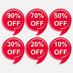 Discount Super Sale,  weekend special offer speech red banner. Vector isolated  illustration