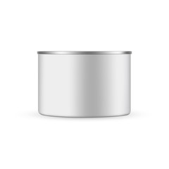 Tin can mockup isolated on white background. Vector illustration